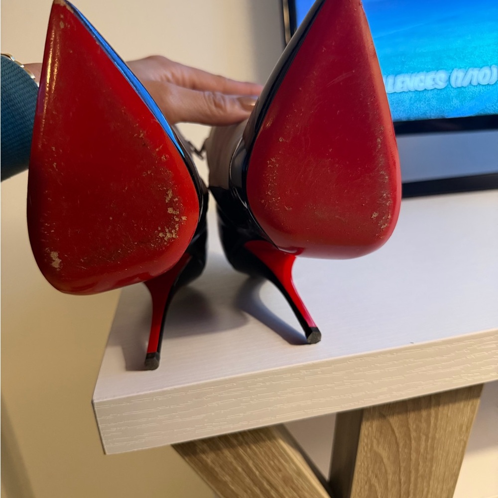 Christian Louboutin Black and Cream Ankle Boots - Picture 3 of 3